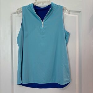 BK Sleeveless Double-sided Top Light & Dark Blue Golf Top, Size Large